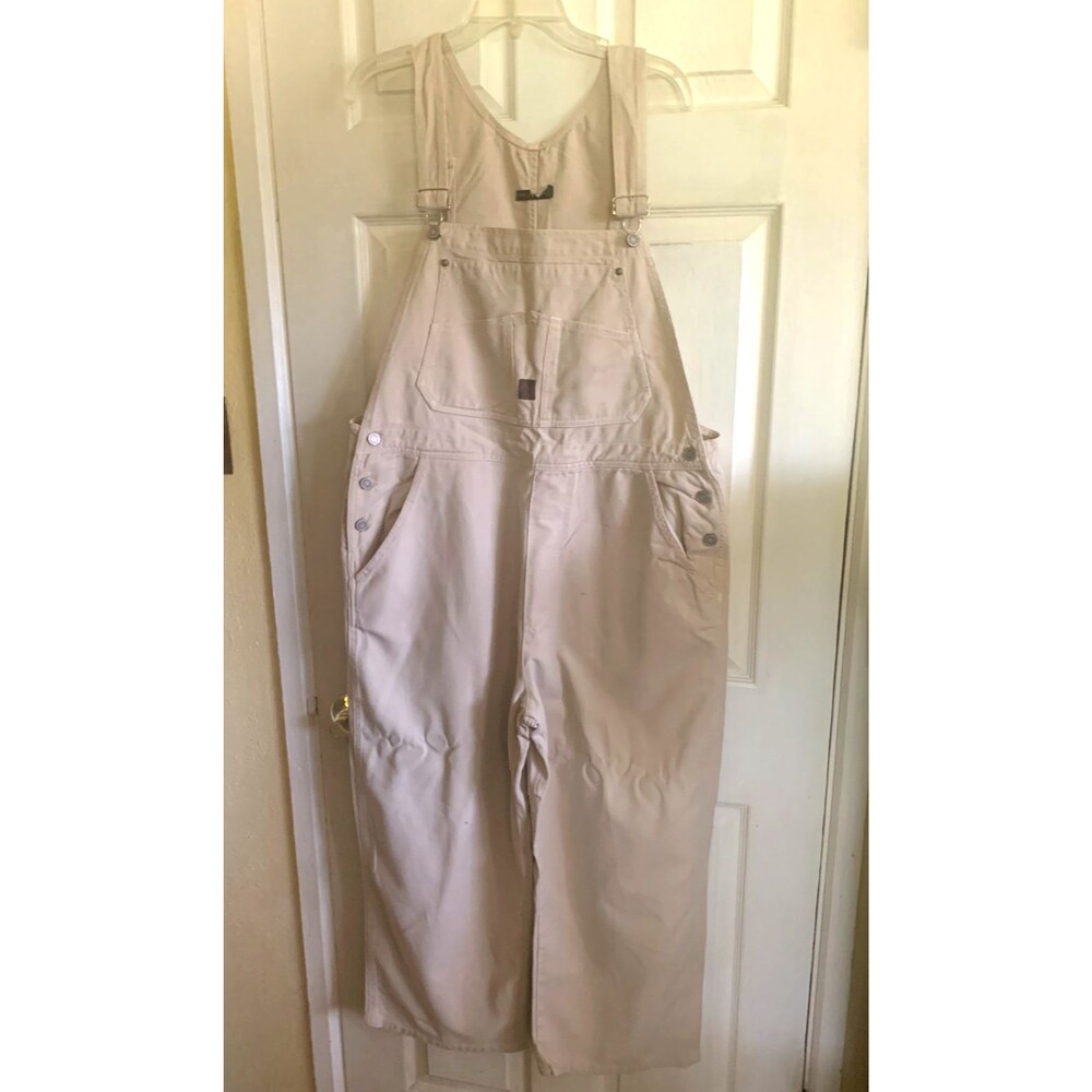 For Joseph Vintage Beige Cotton Blend Overalls Made in USA Size Large